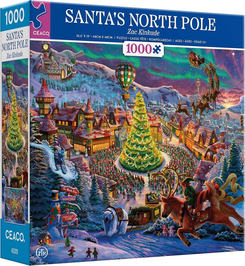 Ceaco Zac Kinkade Classic Christmas Santas North Pole 1000 Piece Jigsaw Puzzle - Image 3