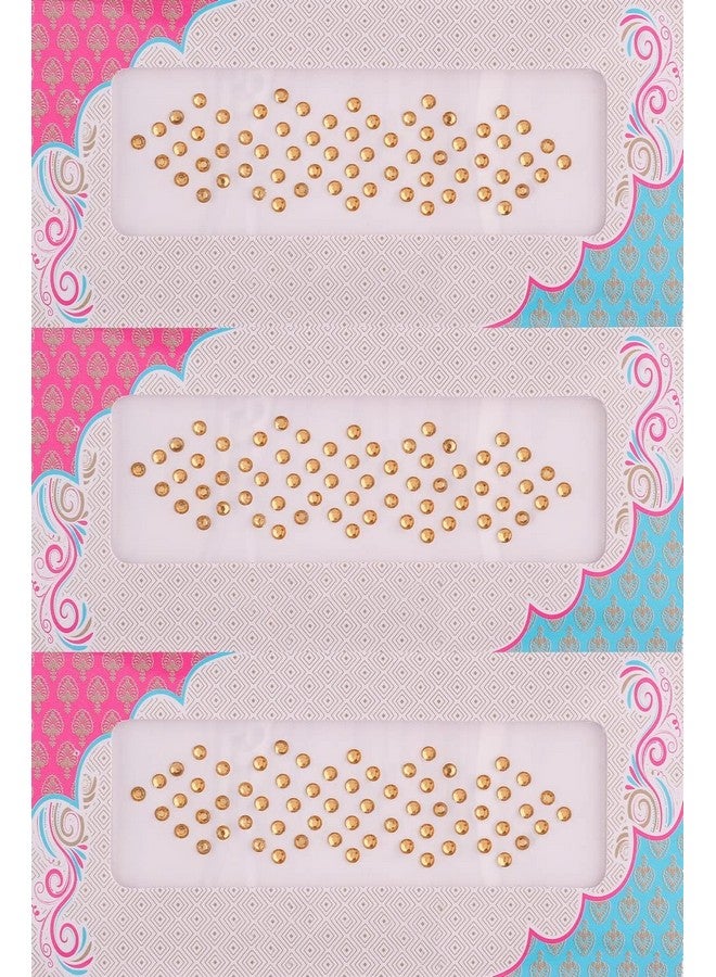 فاما ملصق بينديس كومكوم من حجر الكريستال الذهبي مقاس كبير من Fashions مجموعة Bindiya مستديرة كبيرة الحجم للنساء (عبوة من 3 أوراق مقاس كبير 4 مم) - Image 1