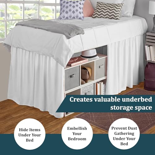 SKY BEDDINGS Dorm Room Bed Skirt - College Dorm Bed Skirt - Twin XL, Extra Long - 32 Inch Drop - 100% Microfiber - White - Image 5