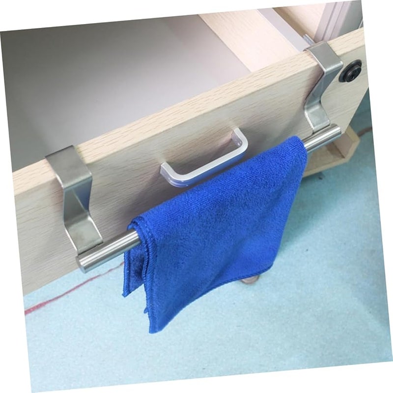 Stainless Steel Over Cabinet Door Towel Rack Single Bar Organizer For Kitchen Bathroom - Image 3