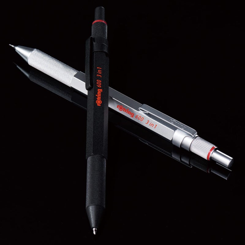 Rotring 600 3-in-1 Multicolor Pen and Mechanical Pencil, Switches Between 2 Ballpoint Pen Fine Point Tips (Black and Red Ink) and 1 Mechanical Pencil Tip (0.5mm Lead), Silver Barrel - Image 4