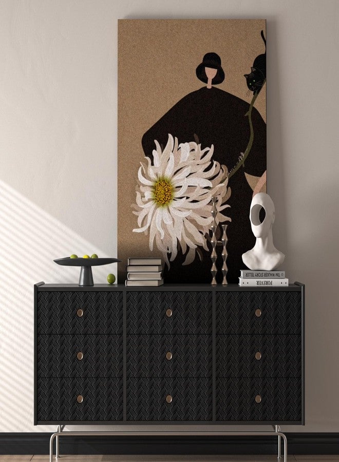 Decotalk Black Peel and Stick Wallpaper Textured Black Wallpaper for Bedroom17.7 x120 Weaving Grasscloth Wall Paper Textured Dark Contact Paper for Cabinets and Drawers - Image 4