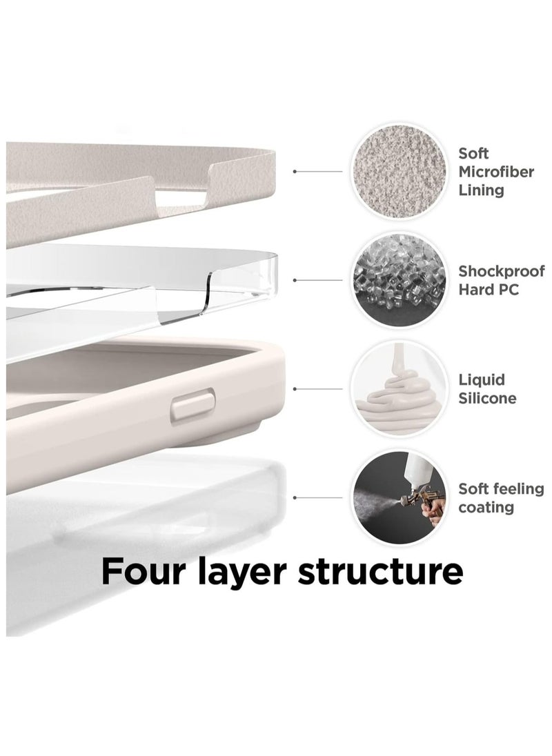 Raxoom [3 in 1] for iPhone 15 Pro Max Case with 9H Tempered Glass Screen Protector, Liquid Silicone Shockproof Protective Case,Slim Phone Cover for iPhone 15 Pro Max (iphone 15 Pro Max, White) - Image 4