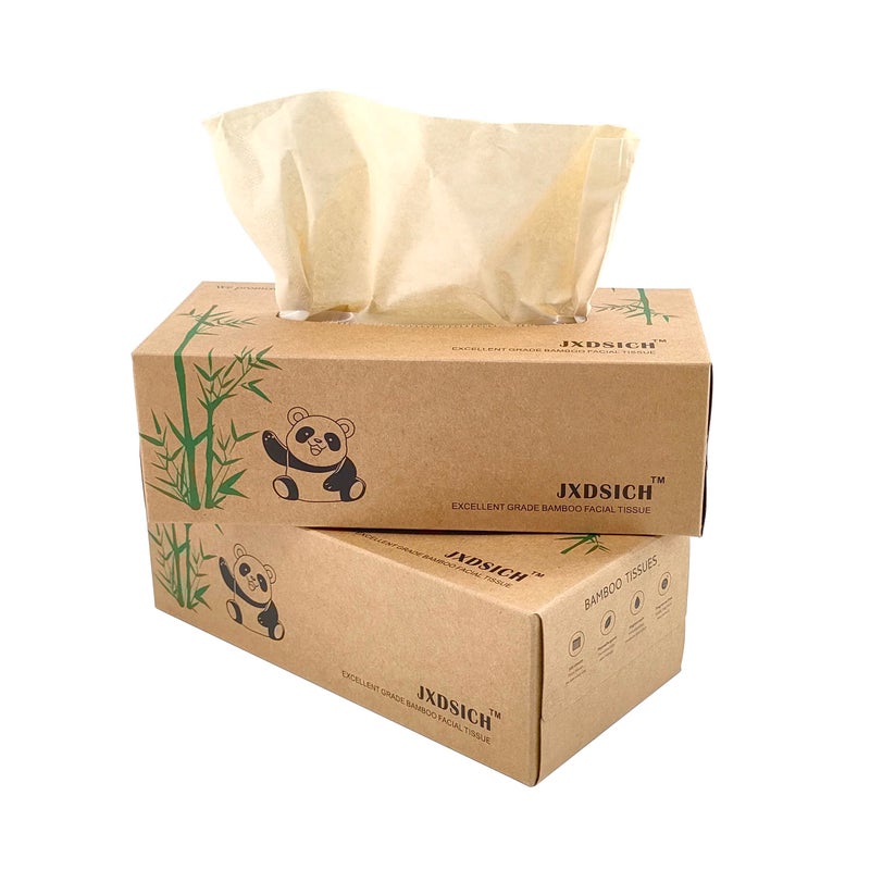 JXDSICH Bamboo Facial Tissuesï¼Œsoft nature bamboo facial tissue,100% virgin bamboo,Bulk carton of 8 boxes (100 Tissues per boxes,800 Tissues Total) | kraft paper Box, 3 Ply tissues - Image 1