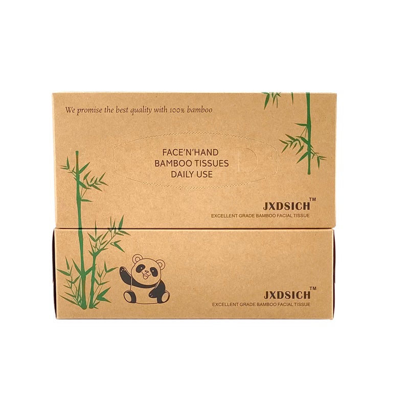 JXDSICH Bamboo Facial Tissuesï¼Œsoft nature bamboo facial tissue,100% virgin bamboo,Bulk carton of 8 boxes (100 Tissues per boxes,800 Tissues Total) | kraft paper Box, 3 Ply tissues - Image 4
