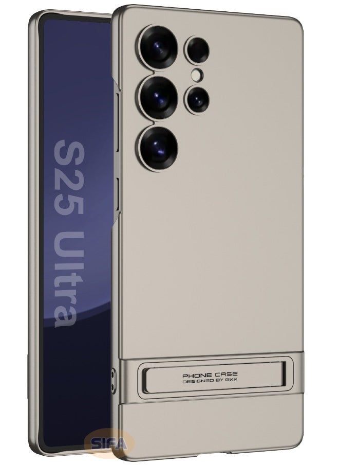 جي كي كي جراب Samsung Galaxy S25 Ultra مع حامل، جراب نحيف بحامل ثلاثي الاتجاهات لهاتف Samsung S25 Ultra، جراب رفيع مضاد للسقوط ومضاد للصدمات ومضاد للاصفرار ومضاد للخدش لهاتف Galaxy S25 Ultra مقاس 6.9 بوصة، رمادي تيتانيوم  - Image 1