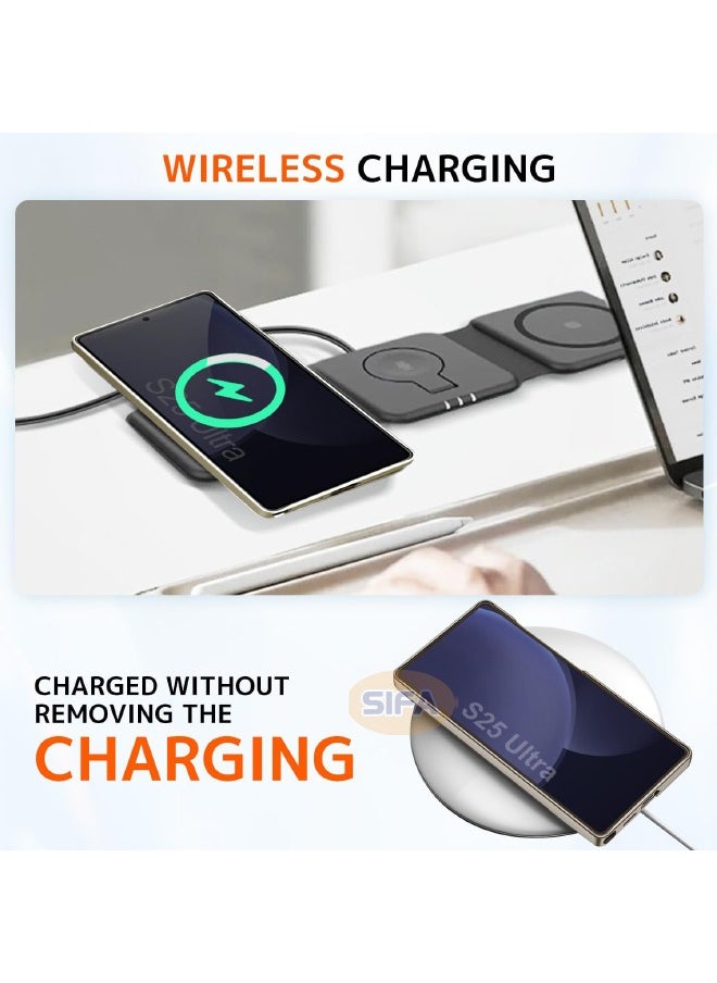 جي كي كي جراب Samsung Galaxy S25 Ultra مع حامل، جراب نحيف بحامل ثلاثي الاتجاهات لهاتف Samsung S25 Ultra، جراب رفيع مضاد للسقوط ومضاد للصدمات ومضاد للاصفرار ومضاد للخدش لهاتف Galaxy S25 Ultra مقاس 6.9 بوصة، رمادي تيتانيوم  - Image 4