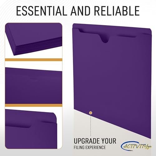ACTIVITYYA Purple File Jackets, Flat-No Expansion, Letter Size, Reinforced Straight-Cut Tab, 10 Pack - Image 5