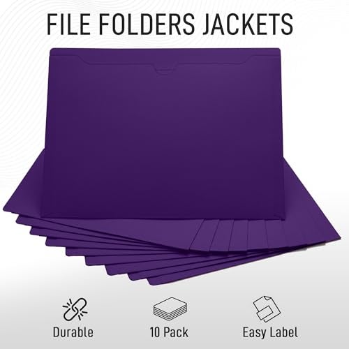ACTIVITYYA Purple File Jackets, Flat-No Expansion, Letter Size, Reinforced Straight-Cut Tab, 10 Pack - Image 4