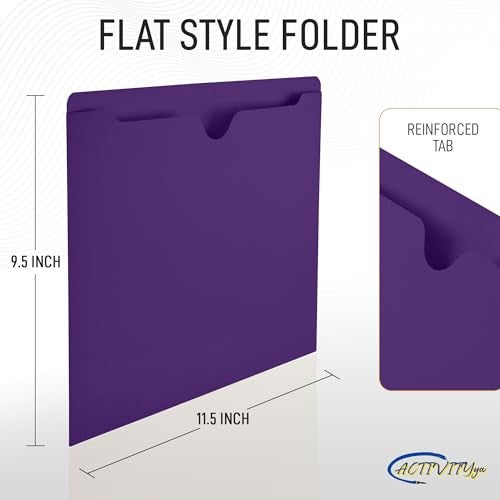ACTIVITYYA Purple File Jackets, Flat-No Expansion, Letter Size, Reinforced Straight-Cut Tab, 10 Pack - Image 2
