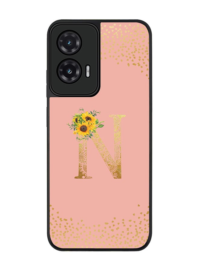 Stylizedd For Motorola Moto G35 Case,Slim fit Camera Protection, Shockproof Thin Phone cover  - Custom Floral Monogram - N  (Rose Pink )