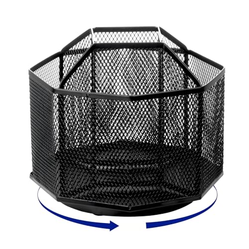 Comix 360 Rotating Pen Holder for Desk 5 Compartments Office Desk Organizer Black Mesh Metal Pencil Holder Cup for Office Home School - Image 3