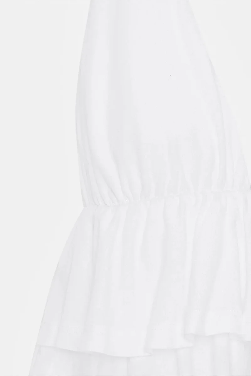 Dilvin White DILVIN Halterneck Poplin Blouse With Ruffle Detail for Women | Best Price UAE