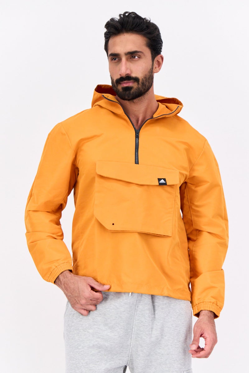 ADE' Men Sportswear Fit Brand Logo Outdoor Jacket, Orange - Image 1