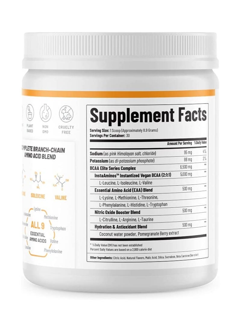 SNAP SUPPLEMENTS - BCAAs Muscle Strength and Recovery -Zero suger Naturally Sweetened Suppors Quick  Recovery,Promotes Strength Replenishes and Hydrates Peach Mango Dietary Suppiement NT WT 9.77 Oz (277g) - Image 1
