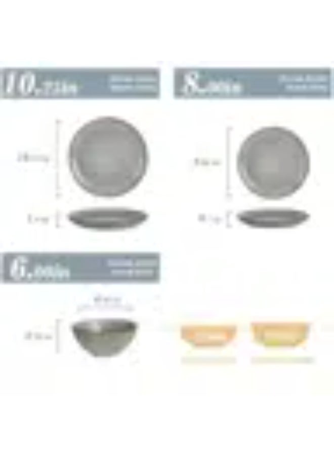 Famiware Ocean Series 12 Pieces Dinnerware Set, Round, Grey - Image 5