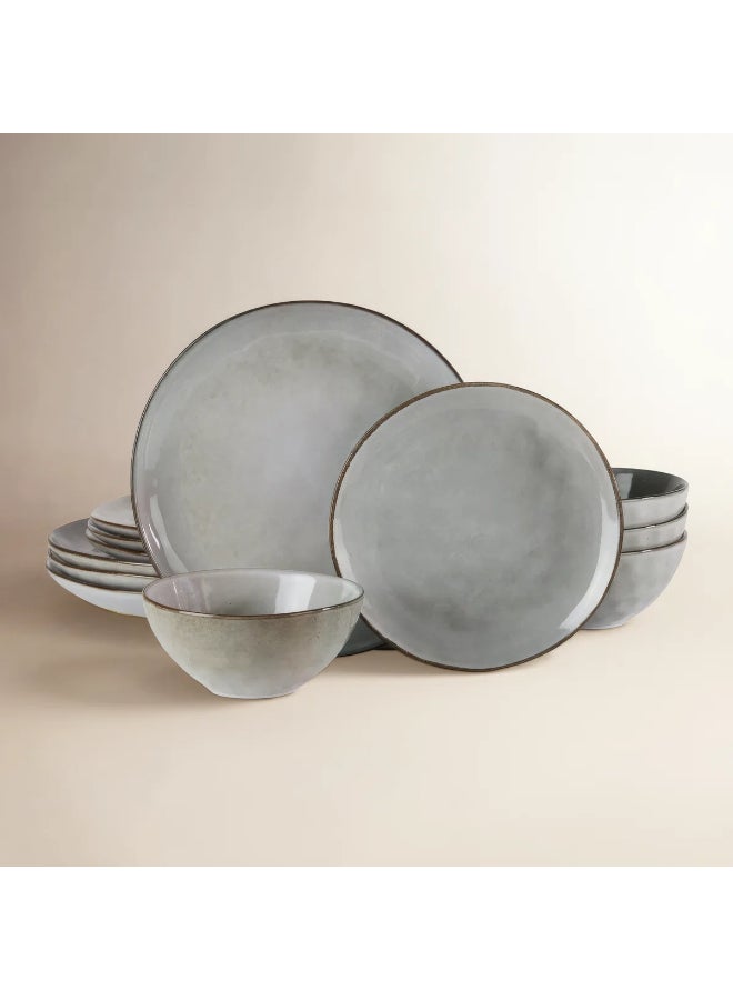 Famiware Ocean Series 12 Pieces Dinnerware Set, Round, Grey - Image 1