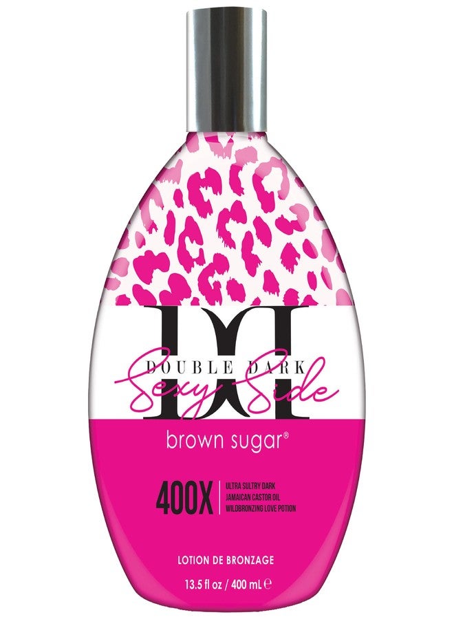 Brown Sugar Double Dark Sexy Side Tanning Lotion, 400X Wildbronzer with Jamaican Black Castor Oil, Double Carrot Oil, Hyaluronic Acid & Peptides, 13.5 Fl Oz - Image 1