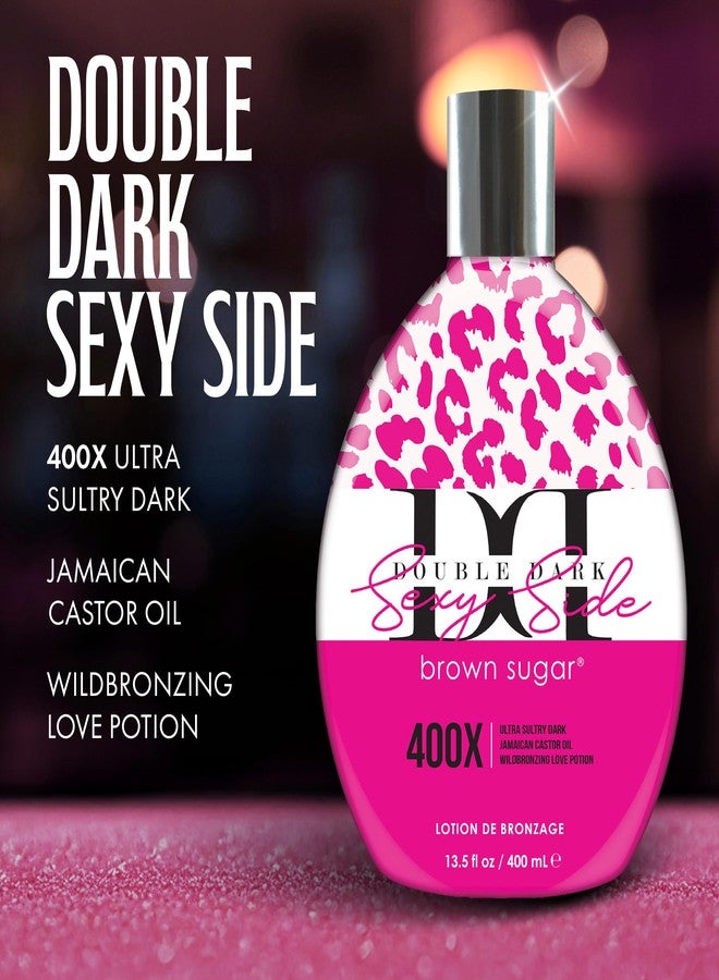 Brown Sugar Double Dark Sexy Side Tanning Lotion, 400X Wildbronzer with Jamaican Black Castor Oil, Double Carrot Oil, Hyaluronic Acid & Peptides, 13.5 Fl Oz - Image 2
