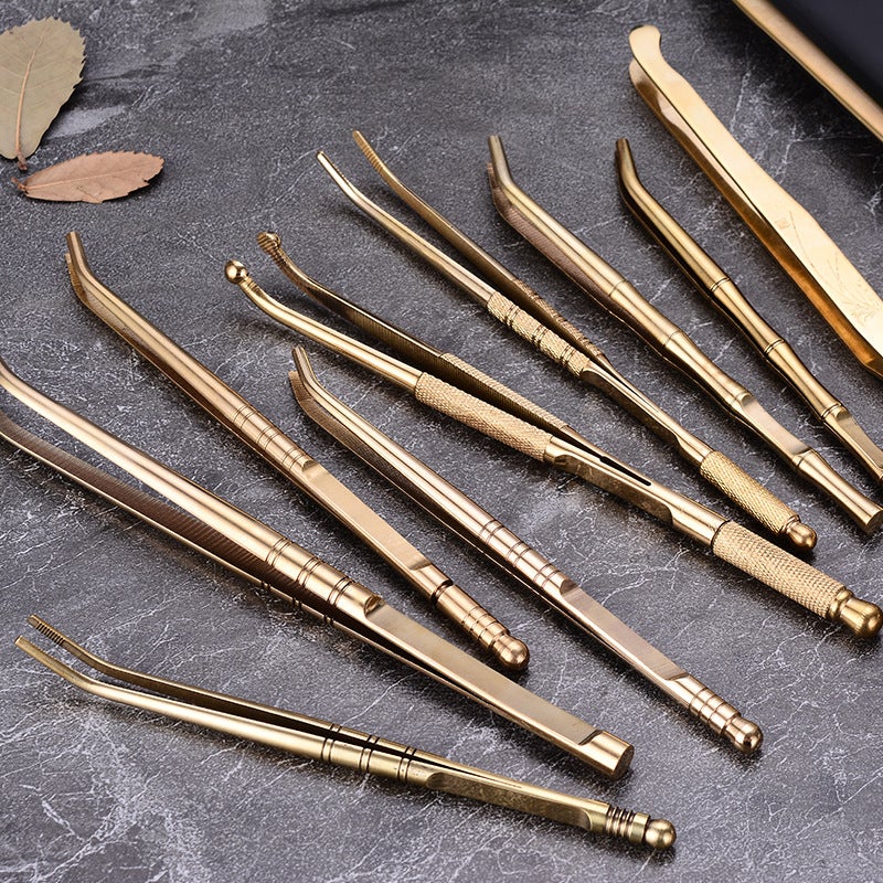 Brass Tea Clip Tea Ceremony Six Gentlemen Metal Tea Tweezers Washing Cup Clamp Fork Tool Accessories Brass Anti-Scalding Anti-Slip Clip - Image 4