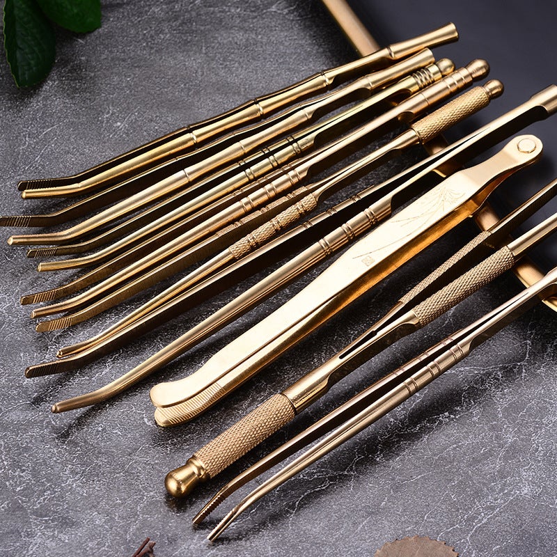 Brass Tea Clip Tea Ceremony Six Gentlemen Metal Tea Tweezers Washing Cup Clamp Fork Tool Accessories Brass Anti-Scalding Anti-Slip Clip - Image 5
