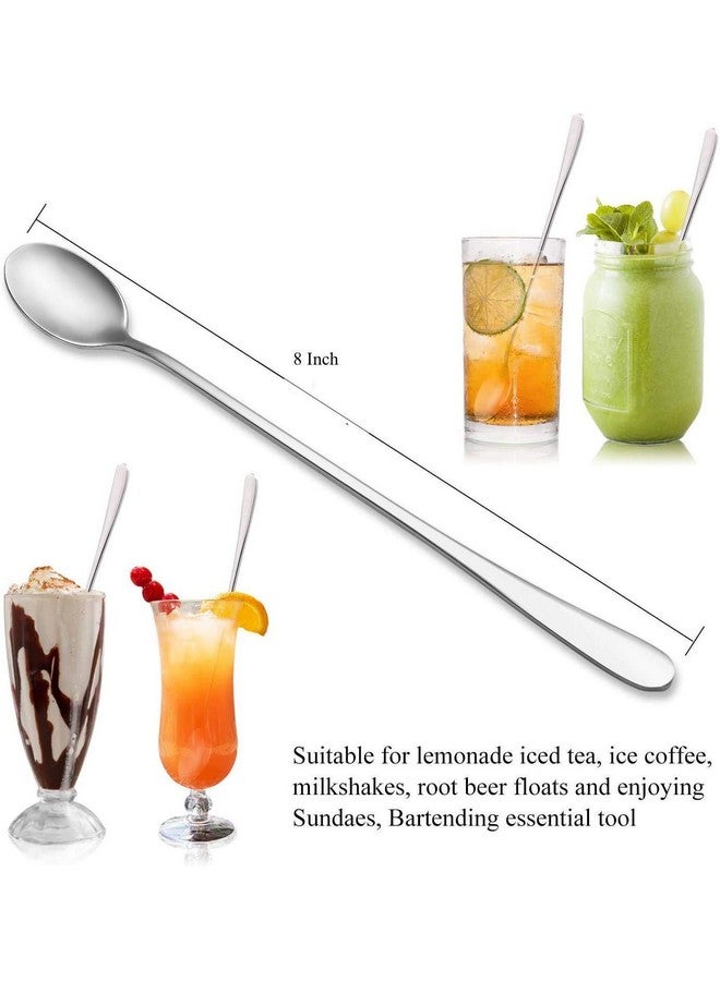 Appeasy Long Handle Spoons (Set of 4 Pcs) Food Grade, Long Handle Spoon for Milkshake, Ice Cream, iced Coffee, iced Tea, and Other Desserts - Stainless Steel Size - 20 cm - Image 2