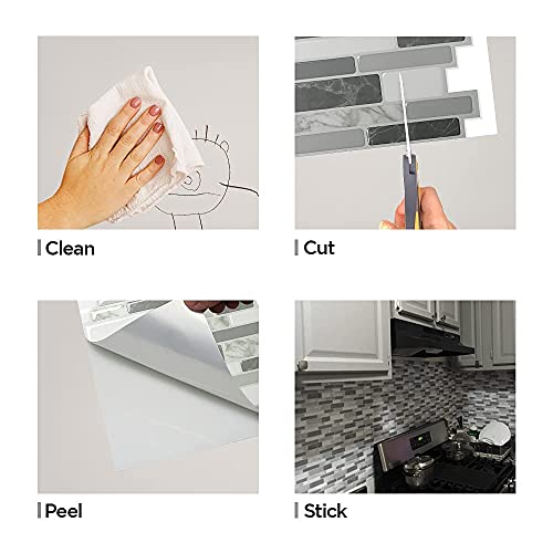 Tic Tac Tiles Peel and Stick Self Adhesive Removable Stick On Kitchen Backsplash Bathroom 3D Wall Tiles in Como Pebble (10 Sheets) - Image 4