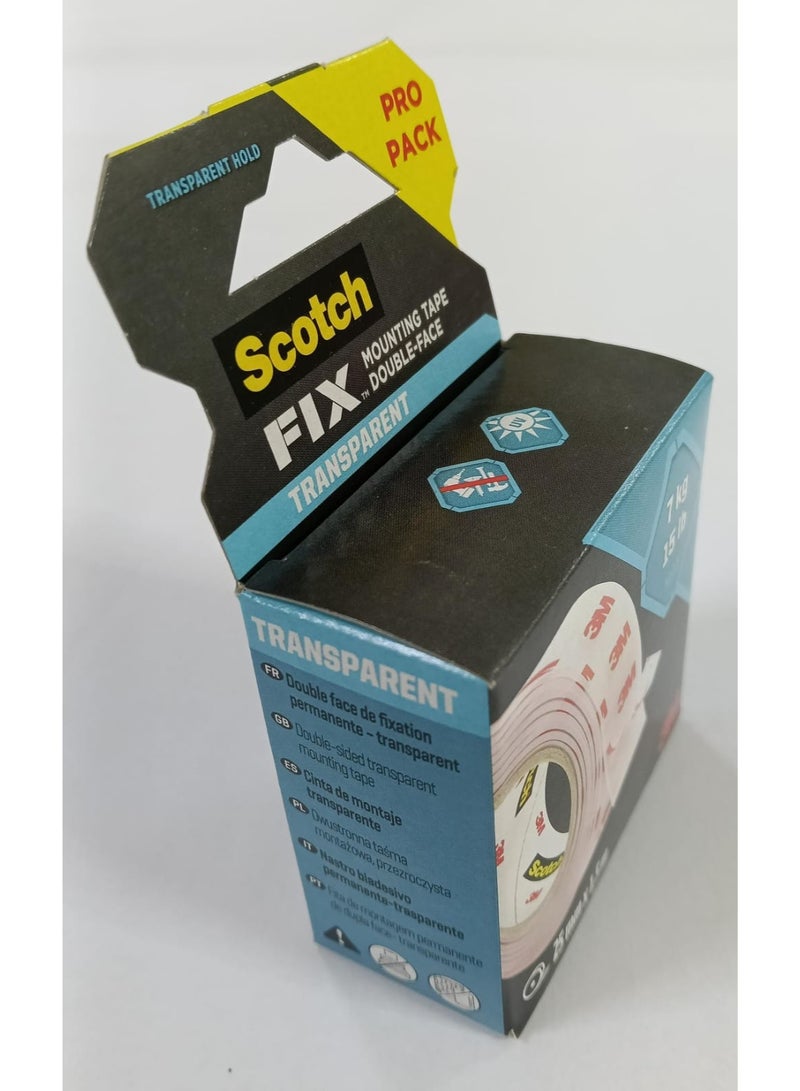 3M Scotch-Fix™ Clear Double-Sided Mounting Tape 410H-CLR-EU, 25mmx1.5m, 24 RL/CV - Image 2