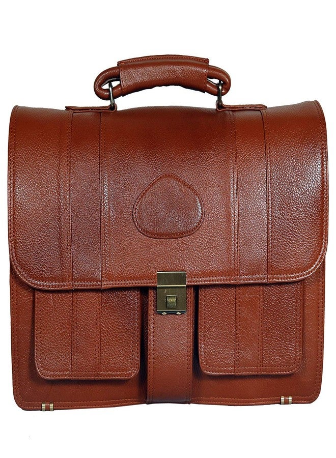OBANI 100% Geuine Leather 17'' Laptop Expandable Briefcase Bag- 22 Liters Capacity (Tan) - Image 1