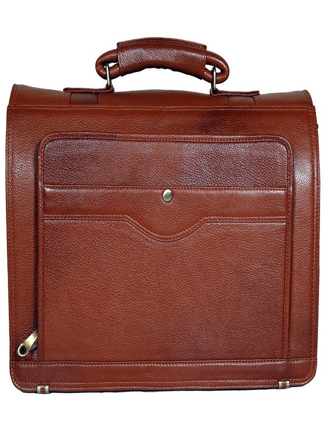 OBANI 100% Geuine Leather 17'' Laptop Expandable Briefcase Bag- 22 Liters Capacity (Tan) - Image 2