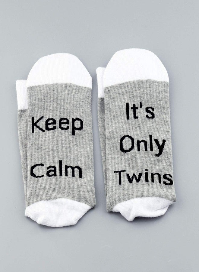 LEVLO Funny Delivery Gift Pregnancy Announcement Socks Keep Calm It's Only Twins Socks Pregnant Mom Gift (2 Pairs/Set - Mid Calf - 1) - Image 5