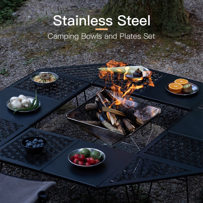 Stainless Steel Cookware 8pcs Set Anti-Rust - Easy To Clean Stackable Bowls for Outdoor Camping Picnic Hiking Dining - Image 2