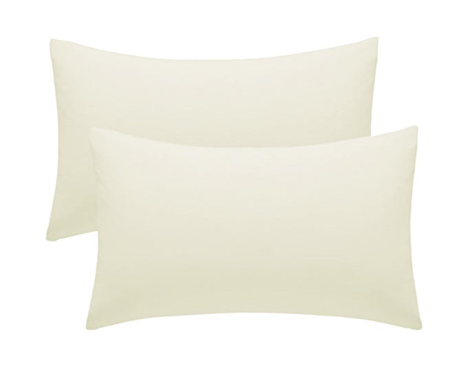 PILLOW CASES 2 PACK CREAM PILLOW COVERS 50X75CM HOTEL QUALITY POLY COTTON CREAM 2 PILLOW CASES