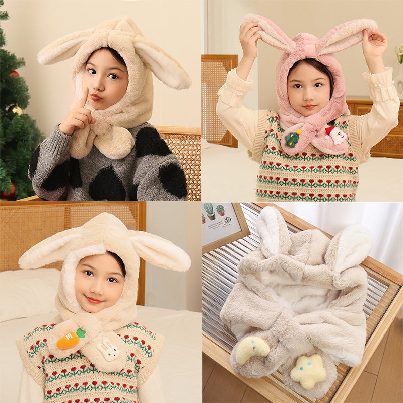 Children'S Christmas Scarf Plush Warm Cute Cartoon Red New Year Festival Imitation Rabbit Fur Parent-Child Scarf - Image 5