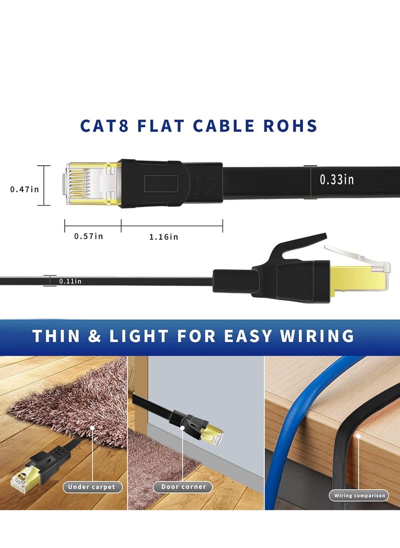 اكسيسن 20 مترا كابل Cat8 إيثرنت، 40GBPS 2000Mhz كابل شبكة LAN مسطح، سلك إيثرنت موصل RJ45 عالي السرعة لمودم، راوتر، سويتش، PS5/PS4/PS3، إكس بوكس، كمبيوتر محمول  - Image 3