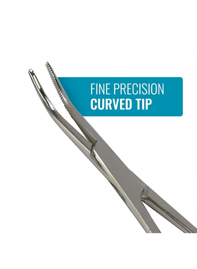 Mabis Precision Kelly Forceps Locking Tweezers Clamp, Silver, Curved, 5-1/2 Inch, 1 Count (Pack Of 1) - Image 2