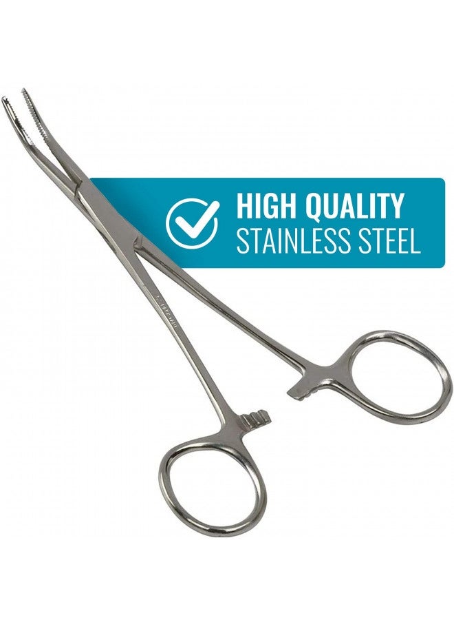 Mabis Precision Kelly Forceps Locking Tweezers Clamp, Silver, Curved, 5-1/2 Inch, 1 Count (Pack Of 1) - Image 1