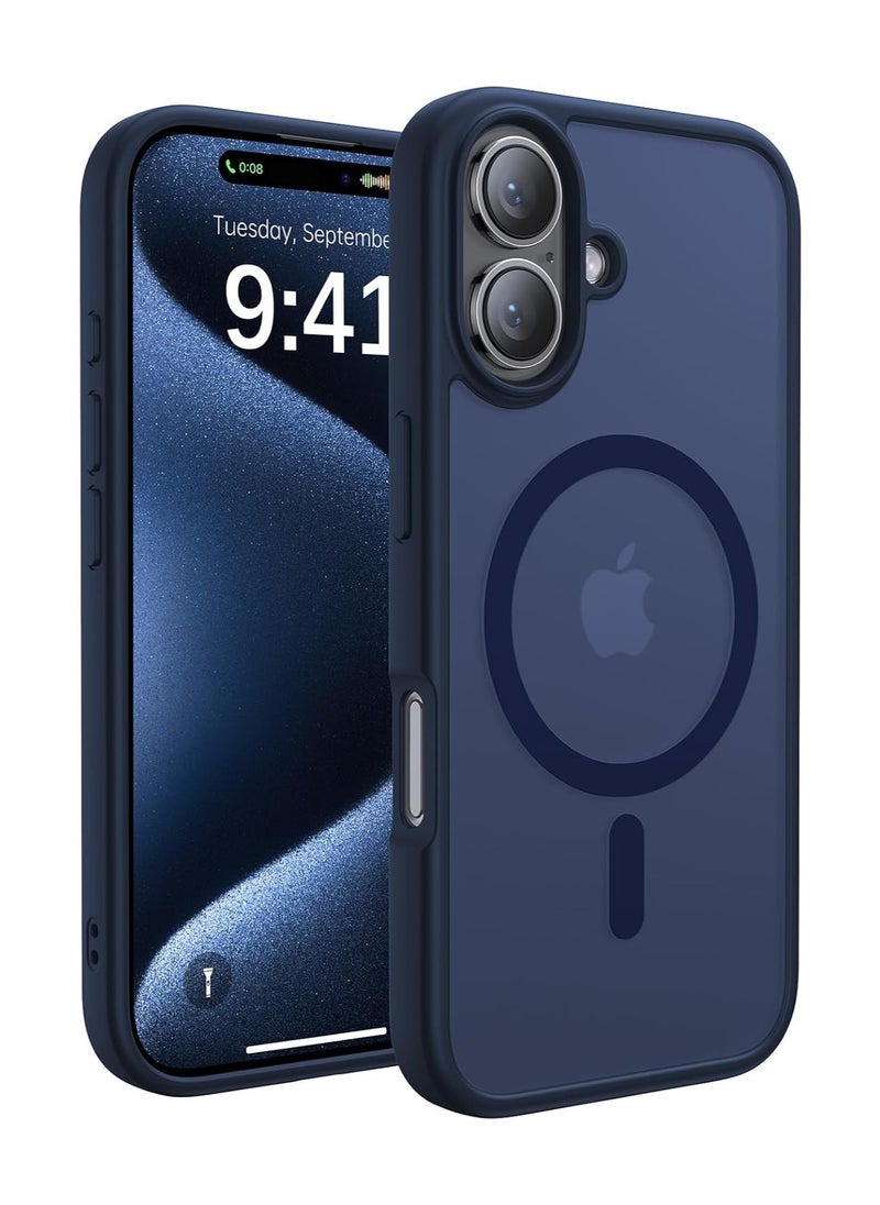 Denx - Matte Magnetic Case for iPhone 16 Plus Case, Compatible with MagSafe, Plating Luxury Cover, Matte Soft TPU Shockproof Protective Phone Case, (Dark Blue) - Image 1