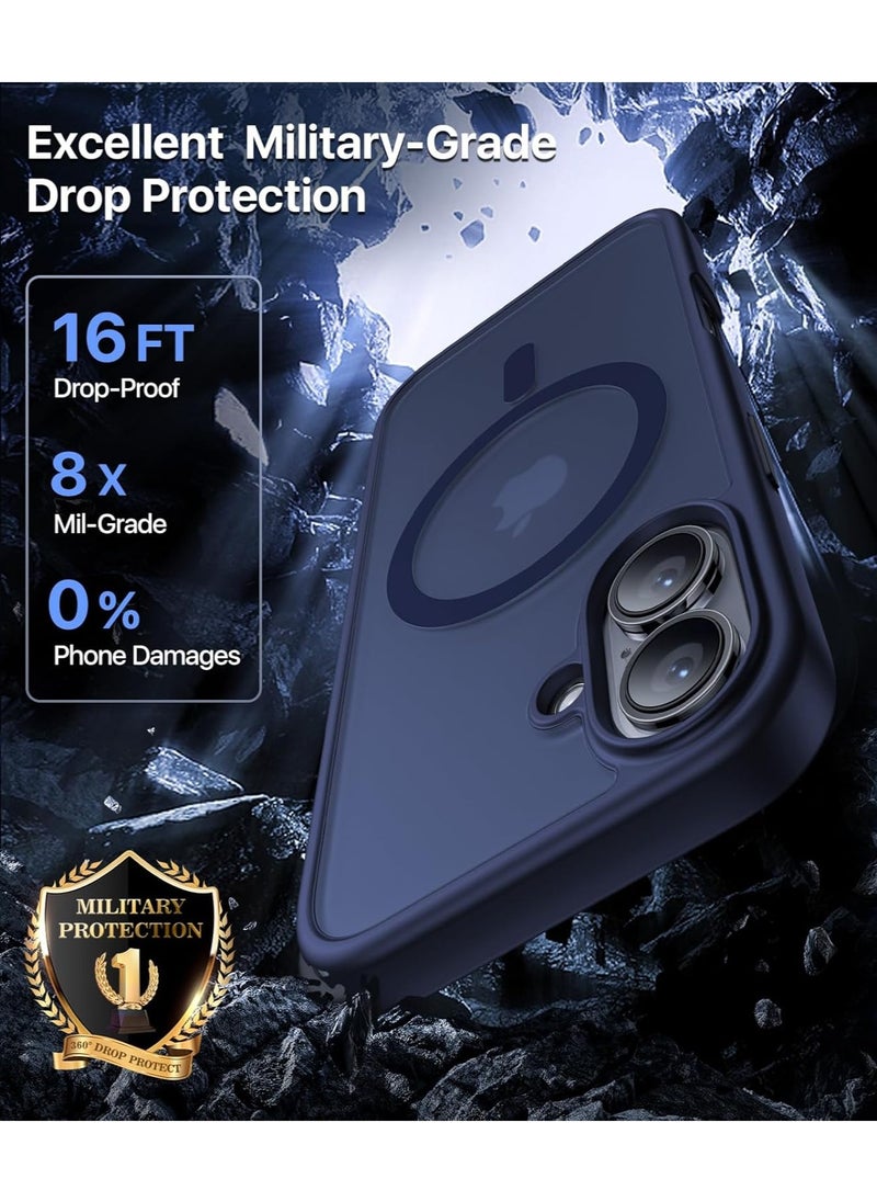 Denx - Matte Magnetic Case for iPhone 16 Plus Case, Compatible with MagSafe, Plating Luxury Cover, Matte Soft TPU Shockproof Protective Phone Case, (Dark Blue) - Image 1