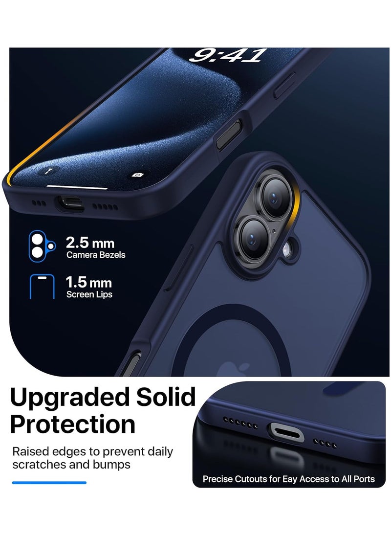 Denx - Matte Magnetic Case for iPhone 16 Plus Case, Compatible with MagSafe, Plating Luxury Cover, Matte Soft TPU Shockproof Protective Phone Case, (Dark Blue) - Image 1