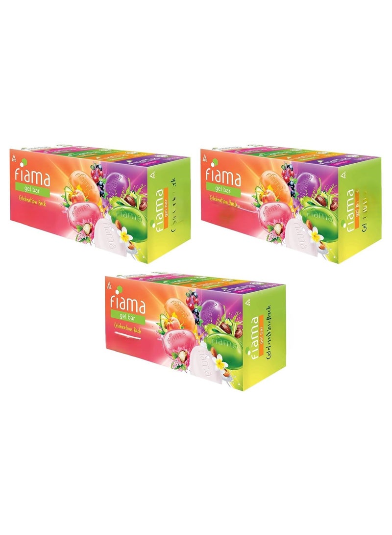 Fiama Gel Bar Celebration Pack With 5 unique Gel Bars & Skin Conditioners For Moisturized Skin, 125g Soap (Pack of 3) - Image 1