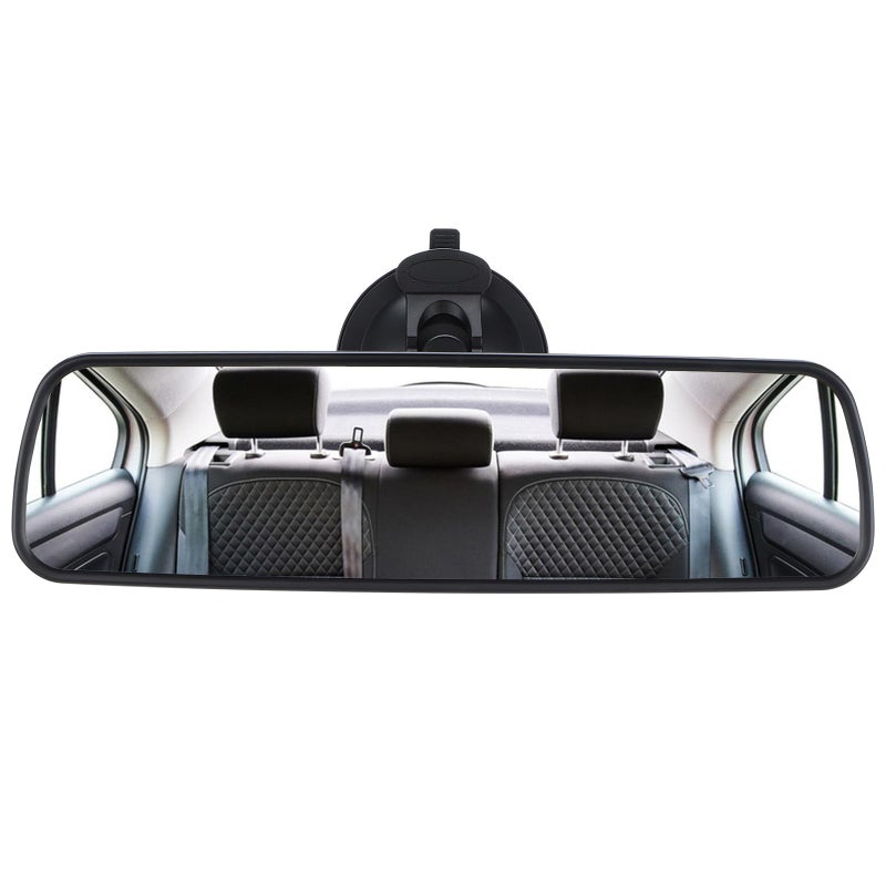 Car Rear View Mirror Wide Angle Black Glass Suction Cup Mount Universal Fit - Image 2