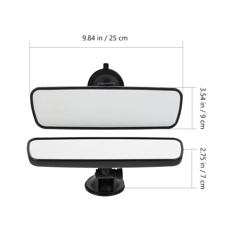 Car Rear View Mirror Wide Angle Black Glass Suction Cup Mount Universal Fit - Image 3