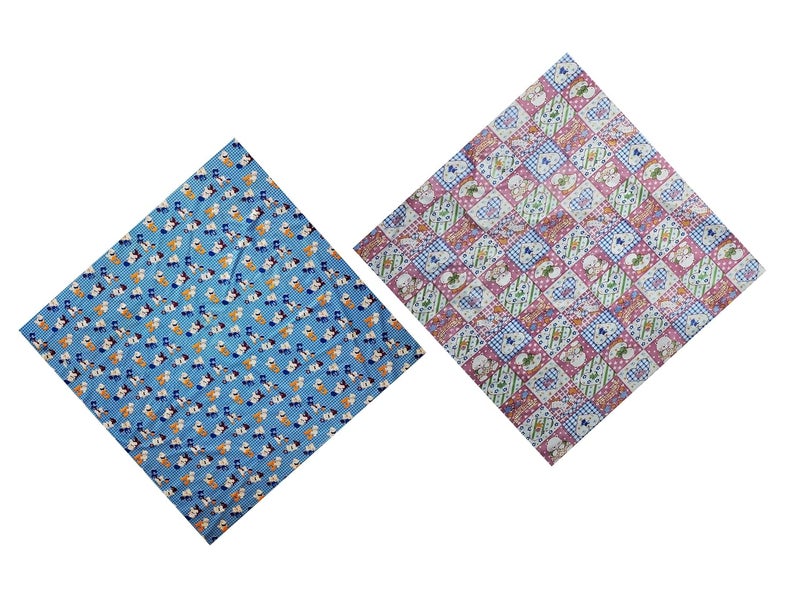 Ecosoft Baby Plastic Sheet | Baby Bed Protector | 0-18 Months | 90 x 135 cm (Cartoon Blue & Heart Pink) - Image 1
