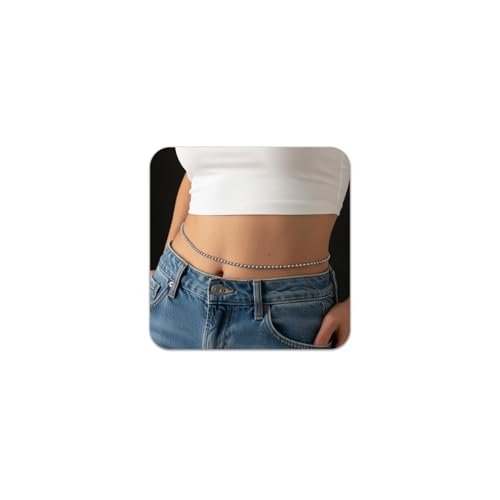 VAMA FASHIONS Adjustable 18K Plated Beaded Anti Tarnish Waist Hip Body Belly Chain Saree Kamarbandh Beach Party Belt For Women & Girls (18k Silver plated belly chain) - Image 1