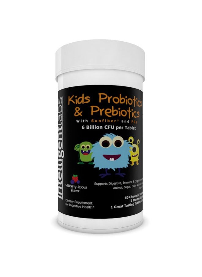 Intelligent Labs 6 Billion CFU Kids/Children's Probiotics with Prebiotics, Sunfiber and FOS, for 10x More Effectiveness, One A Day Great Taste Chewable Probiotic, 60-Day Supply, Third-Party Verified  - Image 1
