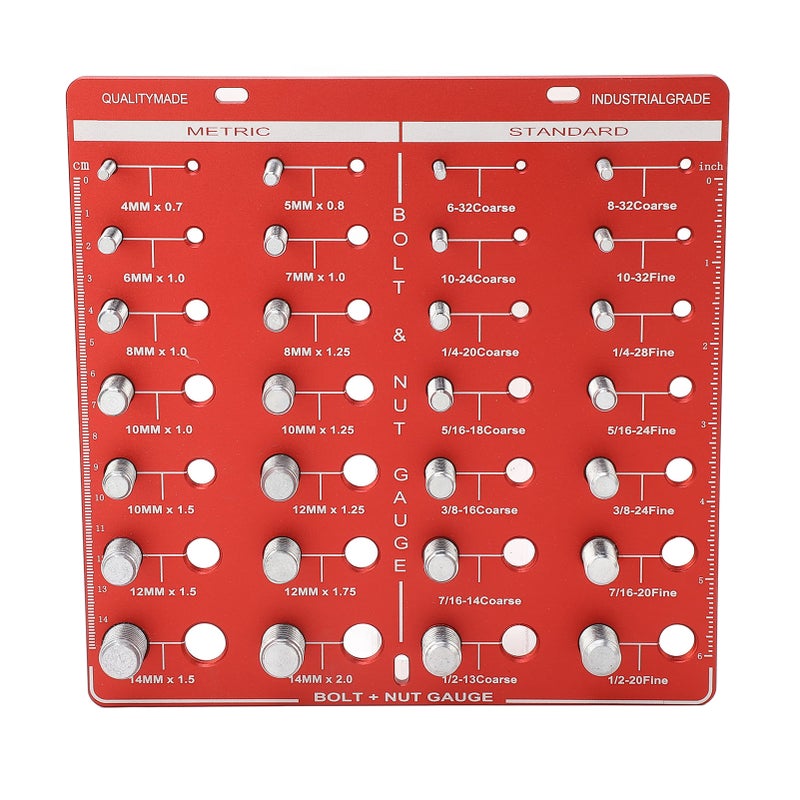 28 Thread Checker Inch Metric Nut Bolt Size Gauge Identifier Standard Ruler Hand Tool - Image 1