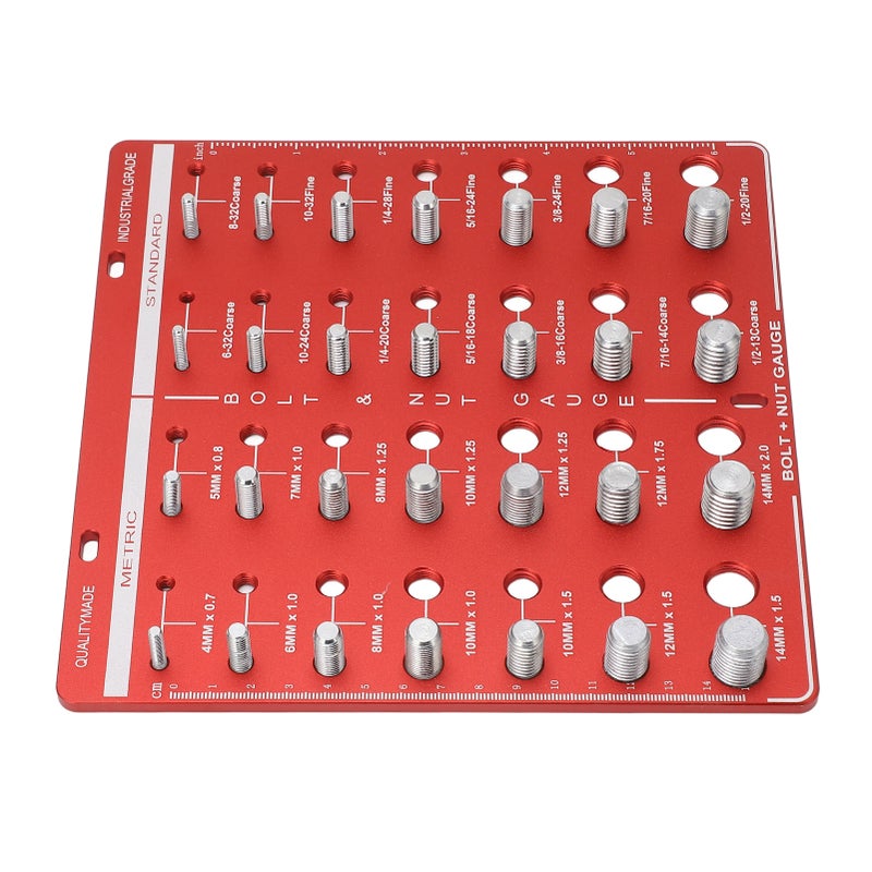 28 Thread Checker Inch Metric Nut Bolt Size Gauge Identifier Standard Ruler Hand Tool - Image 4