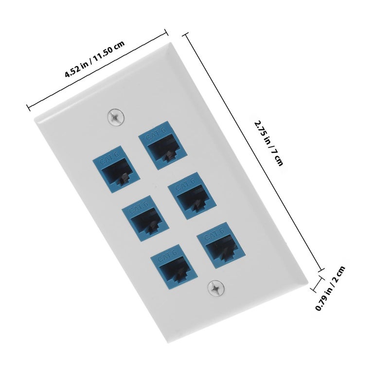6 Port Ethernet Wall Plate 115x70mm Network Outlet For Home Office - Image 3