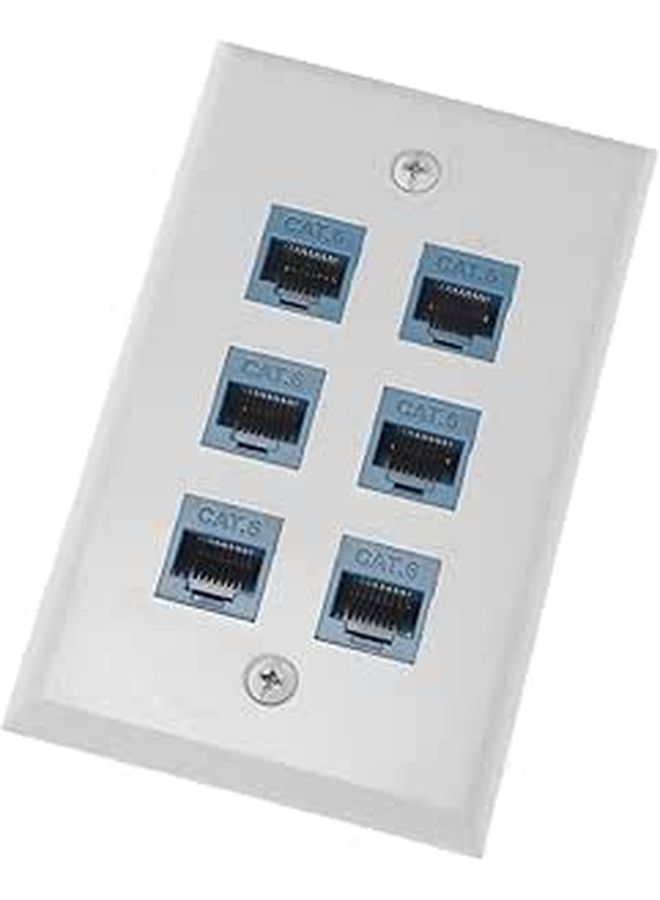 6 Port Ethernet Wall Plate 115x70mm Network Outlet For Home Office - Image 1